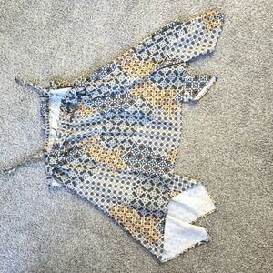 Copper Key Patterned Camisole in Blue and Tan